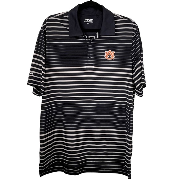 Ping Auburn University Navy Striped Polo Size Large - Picture 1 of 12